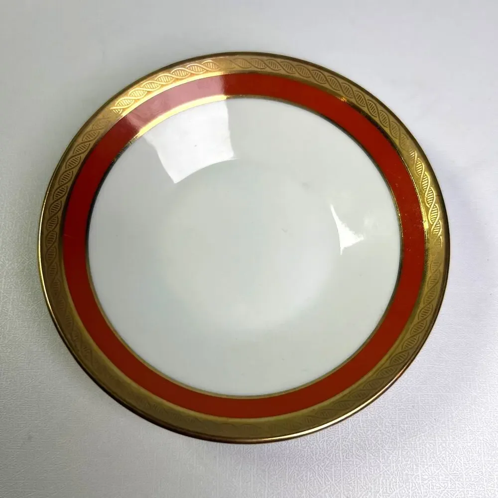 Richard Ginori 1735 Impero Palermo Rust Flat Demitasse Porcelain Cup Saucer Set
